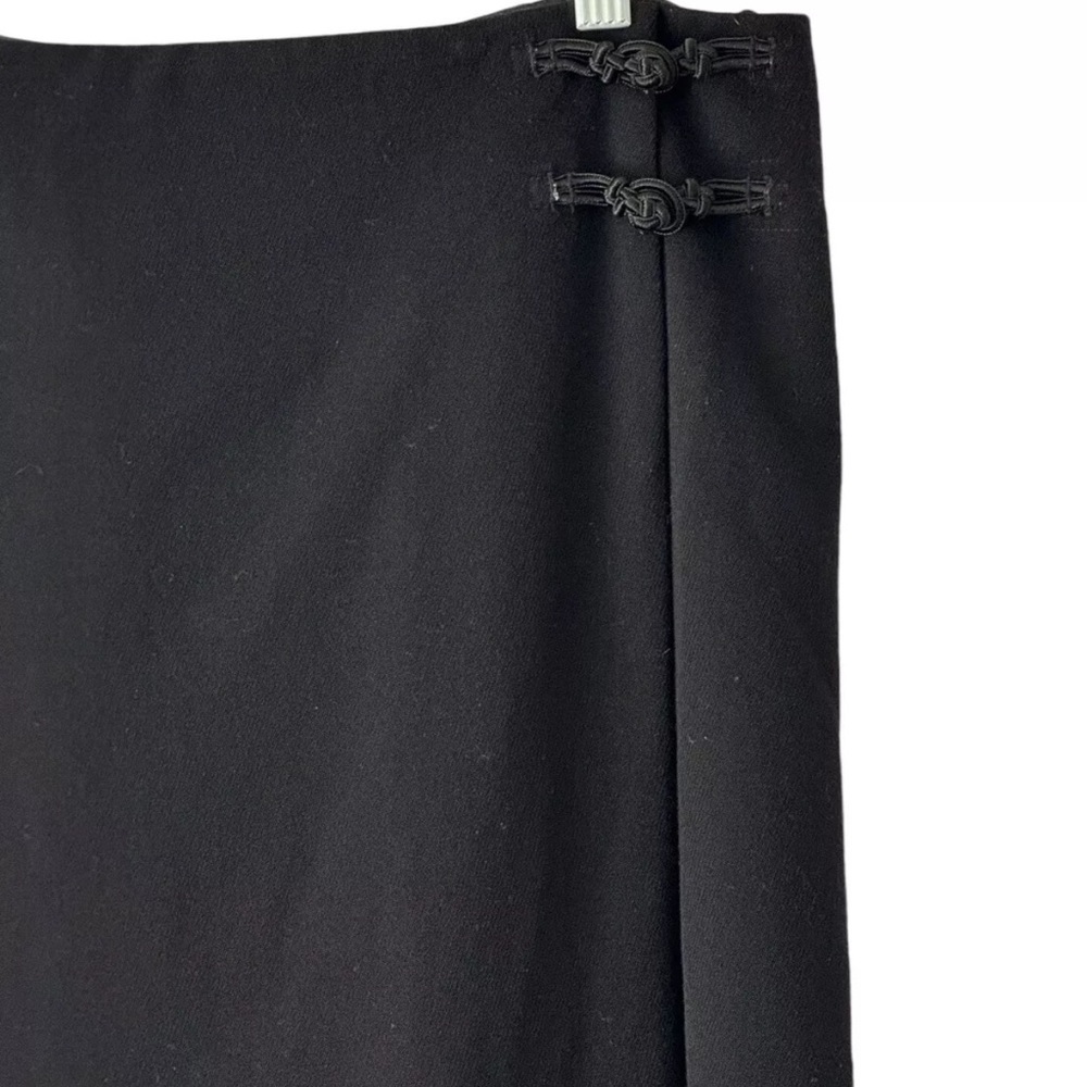 Vintage Lauren Ralph Lauren Wool Maxi Skirt Oriental Size 8 Black Wrap - Picture 2 of 5